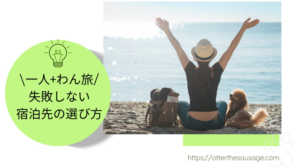 Blog Banner ブログ記事バナー 【犬連れ旅行】一人+わん旅したい人必見！二人きり旅行でも失敗しない宿泊先の選び方